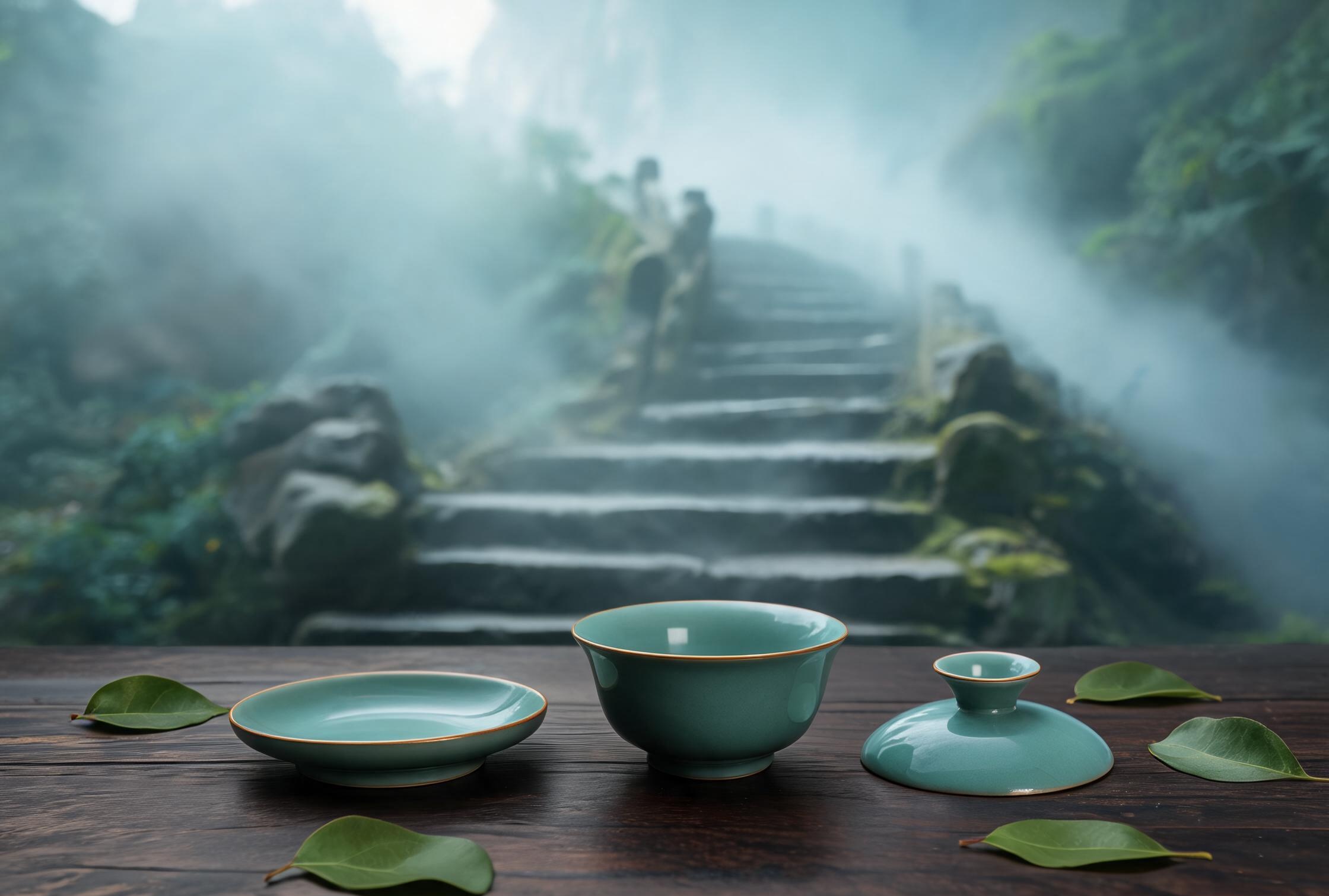 三才盖碗经典泡法体验：白瓷盖碗悬壶高冲，茶汤金黄透亮，盖为天托为地的茶道仪式感
